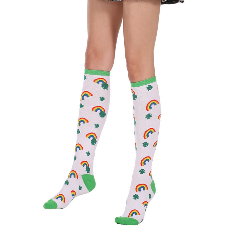 Kniestrümpfe mit Regenbogenmotiv (3 Paar) - Weiß - EU36-40 (US3-7) - image 0