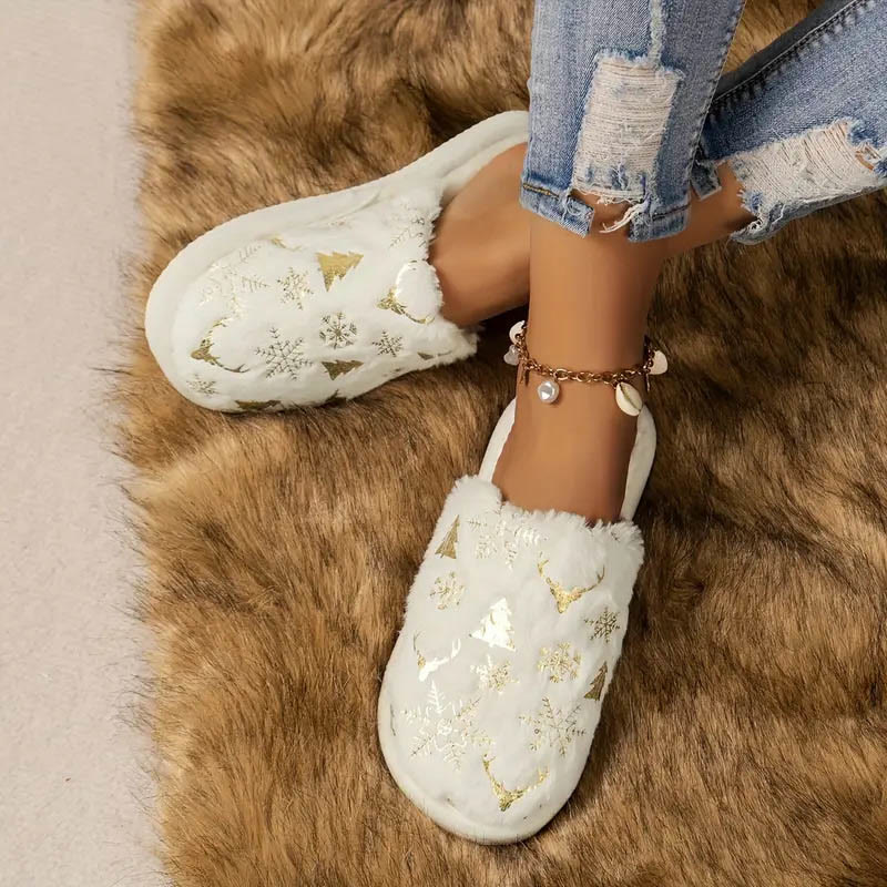 Hausschuhe mit Weihnachtsbaum in Übergröße - Beige - EU44-45 (U10-11) - image 7