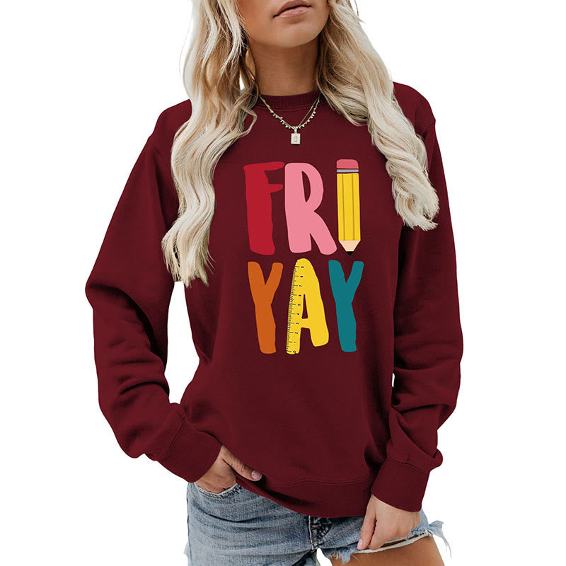 Plus Size Friday Sweatshirt mit Bleistift-Print