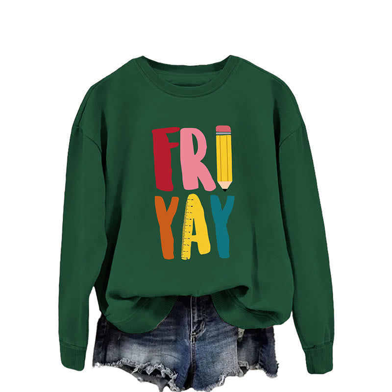 Plus Size Friday Sweatshirt mit Bleistift-Print