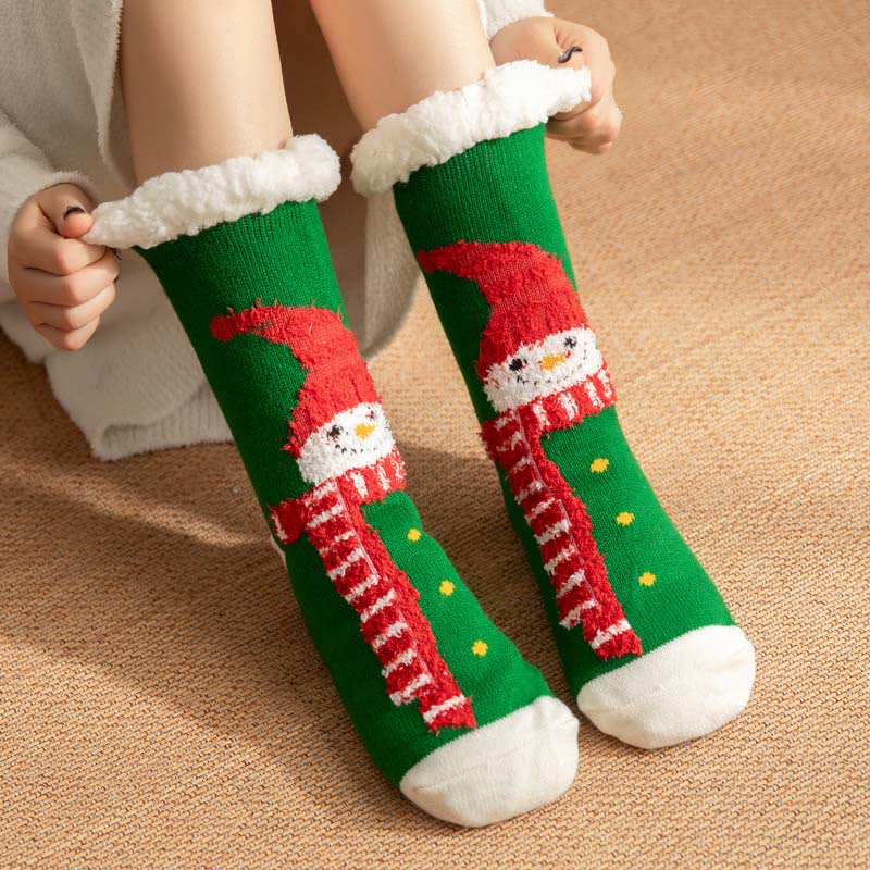 Weihnachtssocken der Schneemann-Serie in Übergröße (2 Paar) - Grün - EU36-42 (US3-8,5) - image 1