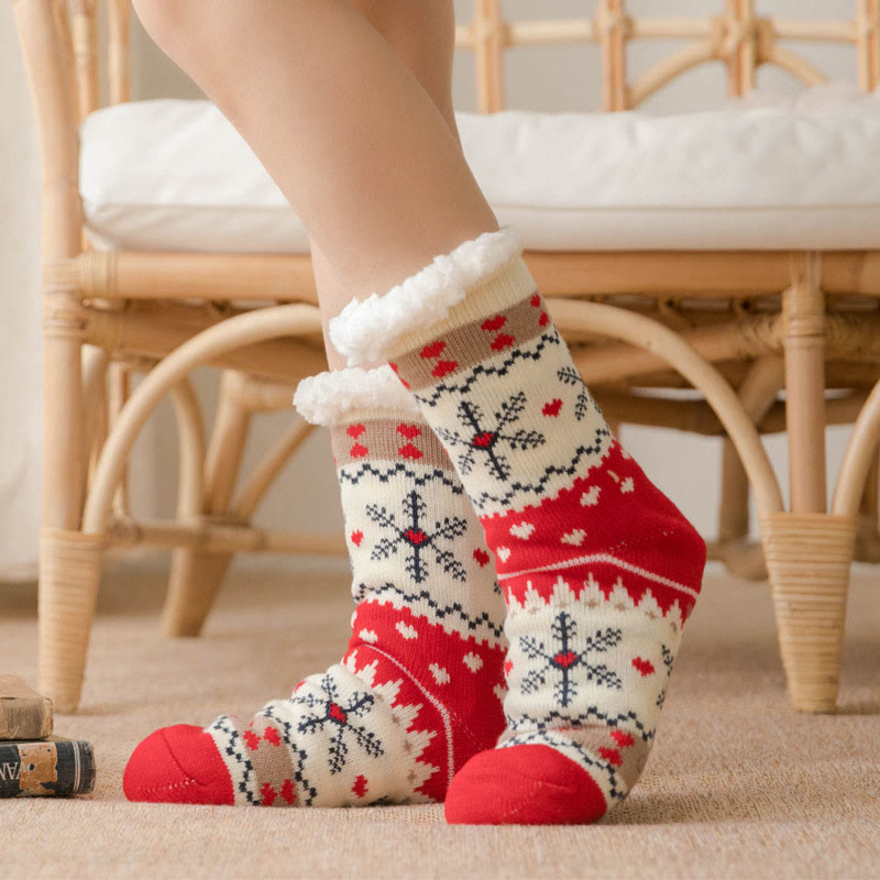 Eisbär-Hausschuhsocken in Übergröße (2 Paar) - Schneeflocke - EU36-42 (US3-8,5) - image 1