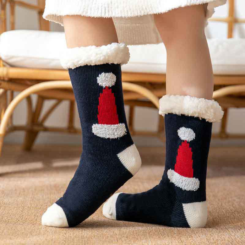 Übergrößen-Hausschuhsocken mit Weihnachtsmannmütze (2 Paar) - Marineblau - EU36-42 (US3-8,5) - image 1