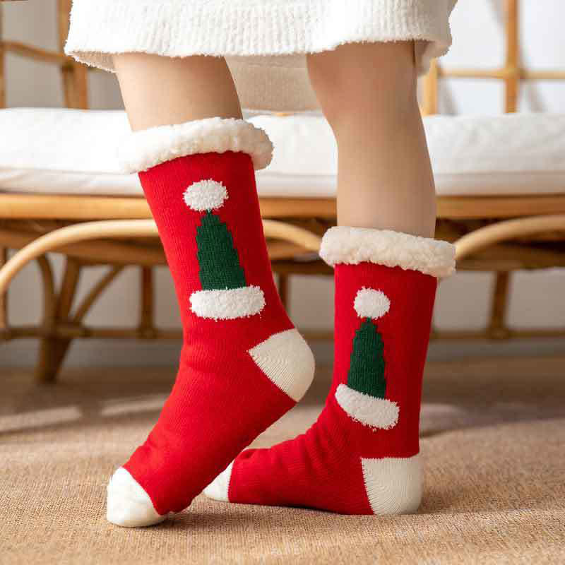 Übergrößen-Hausschuhsocken mit Weihnachtsmannmütze (2 Paar) - Rot - EU36-42 (US3-8,5) - image 0