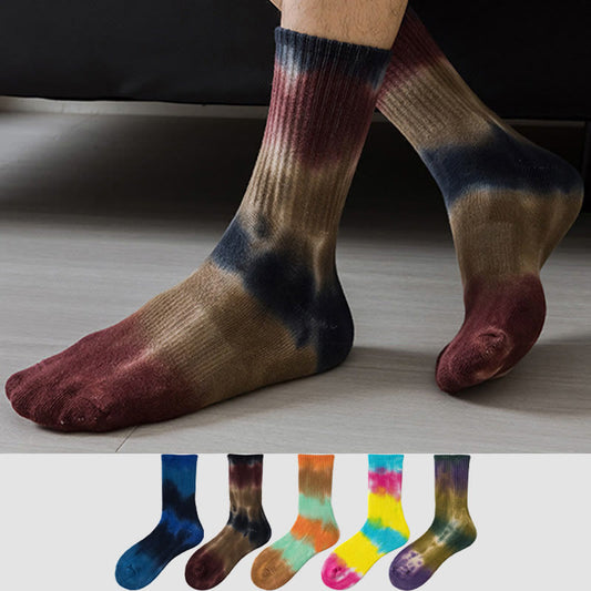 Dicke Viertelsocken mit Batikmuster in Übergröße (5 Paar)