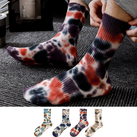 Viertelsocken mit Batikmuster und Punkten in Übergröße (4 Paar)