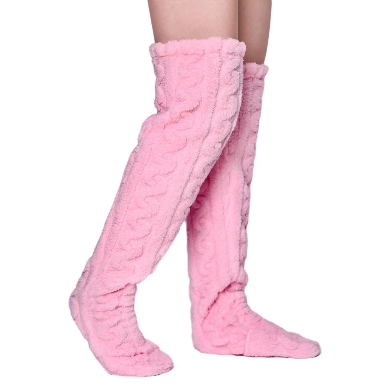 Warme Wintersocken in Übergröße, hohe Strümpfe - Rosa - Einheitsgröße - image 4