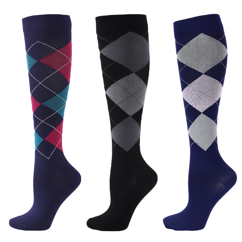 Kompressionsstrümpfe mit Rautengittermuster (3 Paar)