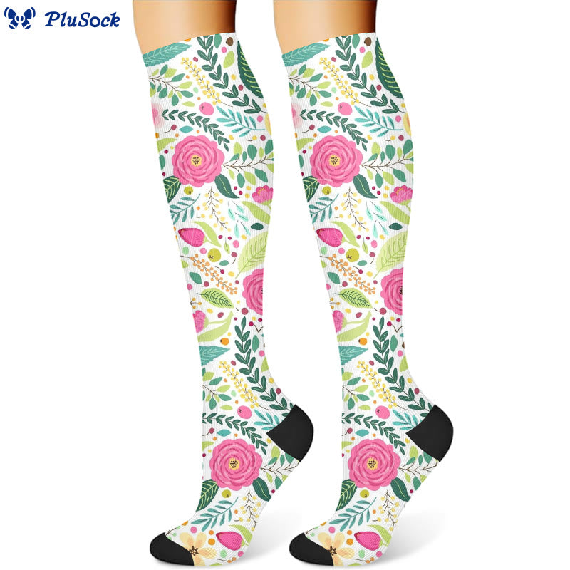 Kompressionsstrümpfe „Vibeful Flowers“ (3 Paar) - Grün (1 Paar) - S/M - image 2