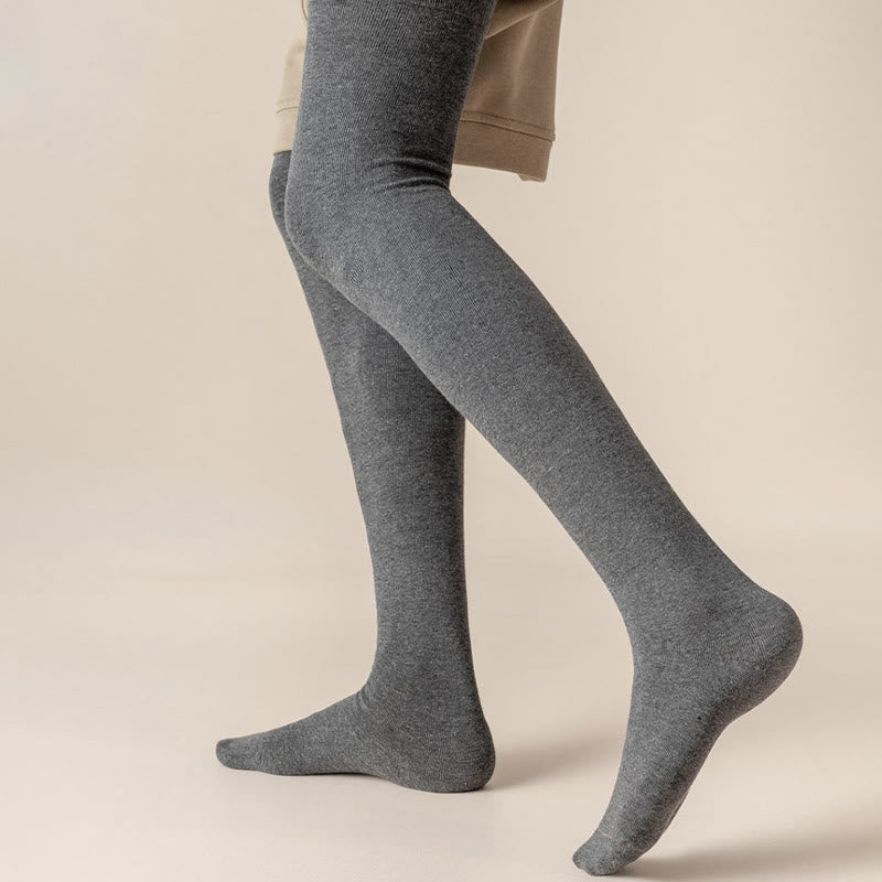 Einfarbige Oberschenkelhohe Baumwollsocken in Übergröße (2 Paar)