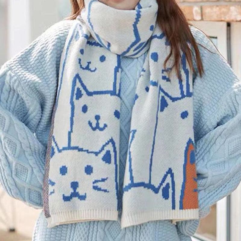 Schwarz-weißer Katzenpaar-Deckenschal - Beige - Einheitsgröße - image 3