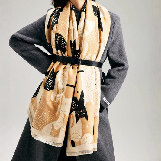 Jacquard-Deckenschal mit süßer Katze - image 1