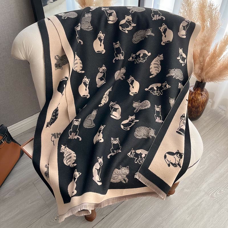 Stilvoller weicher Katzen-Deckenschal - Schwarz - Einheitsgröße - image 12