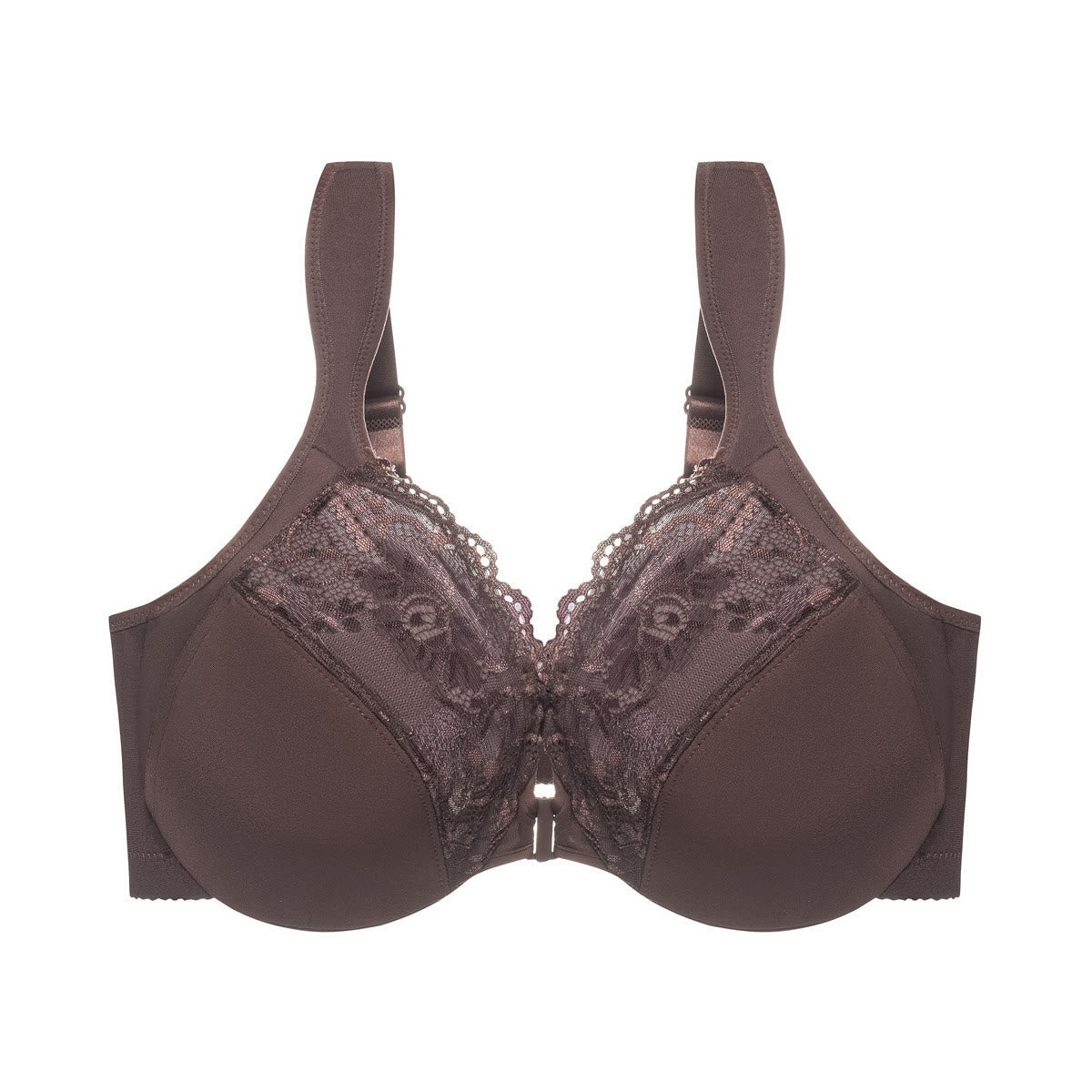 Bügel-BH mit breiten Trägern und Vorderverschluss - Kaffee - 6XL - image 6
