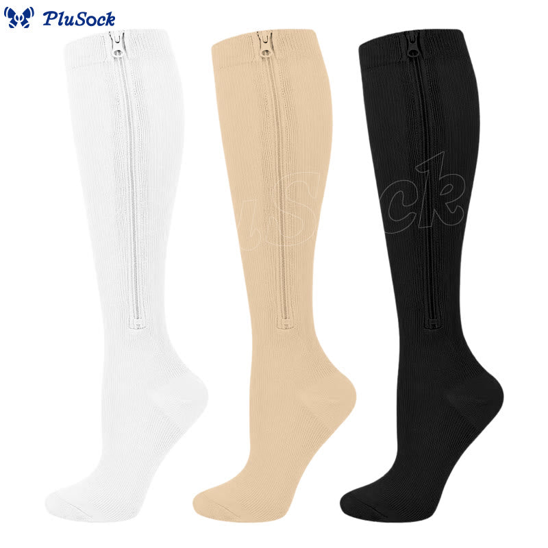 2XL-7XL Plus Size Klassische Kompressionsstrümpfe mit Reißverschluss (3 Paar) - image 3