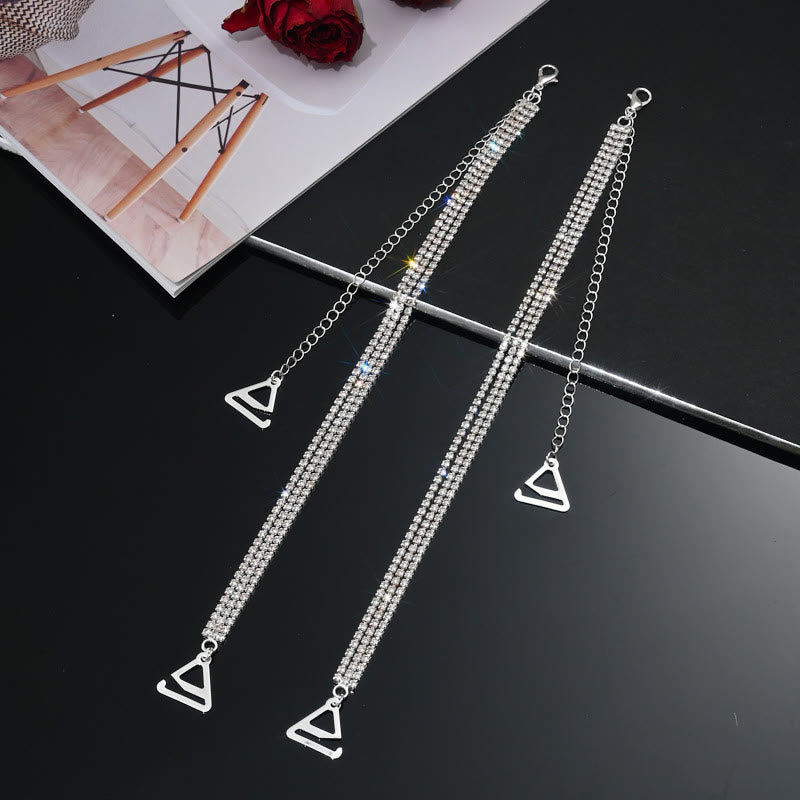 Sexy Strassschmuck Kristall Dessous Kette (3 Paar) - Silber 3 Reihen - 0,8''Haken - image 8