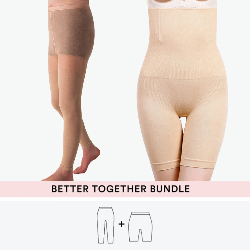 Bundle Plus Size Shapewear + Kompressionsstrumpfhose - Nackt - 7XL - 4XL - image 1