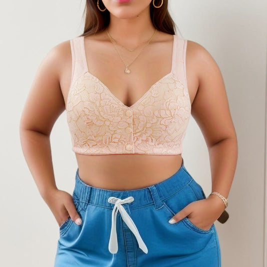 Bügelloser Tank-BH aus Spitze mit Frontverschluss in Übergröße