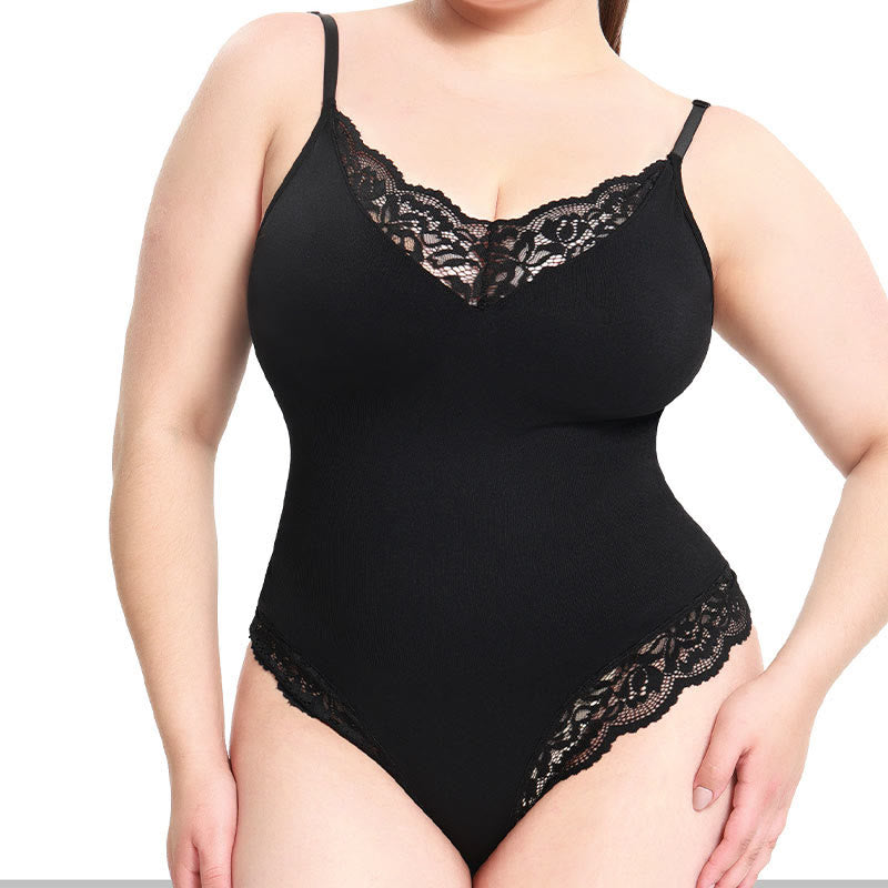 Einteiliges Camisole mit T-Rücken und Spitze