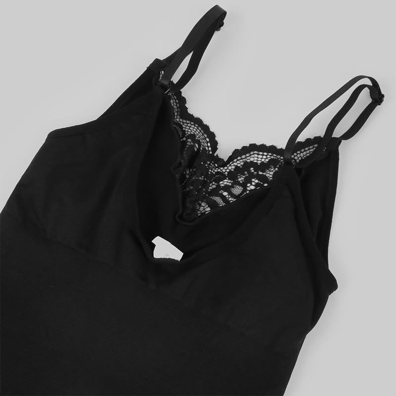 Einteiliges Camisole mit T-Rücken und Spitze