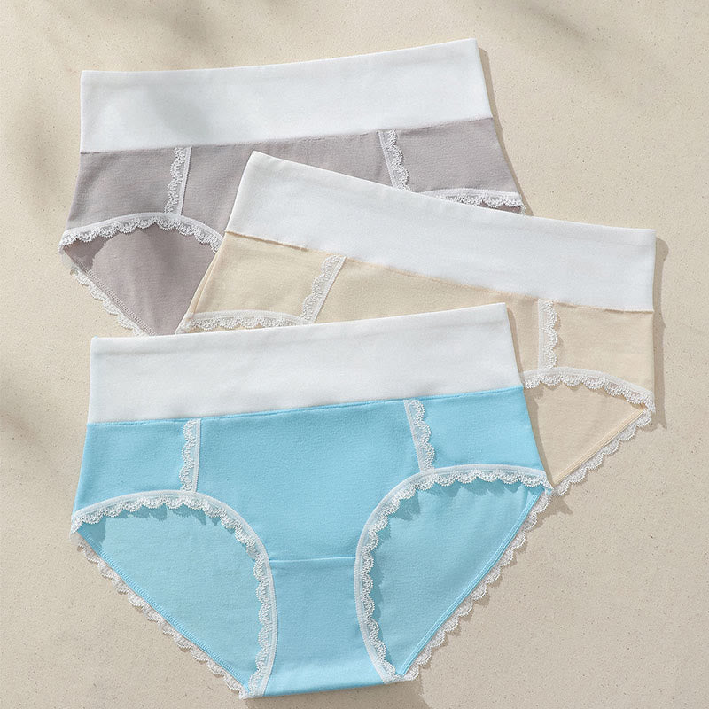 Bequeme Spitzenhöschen mit mittlerer Leibhöhe und hoher Elastizität (3er-Pack)