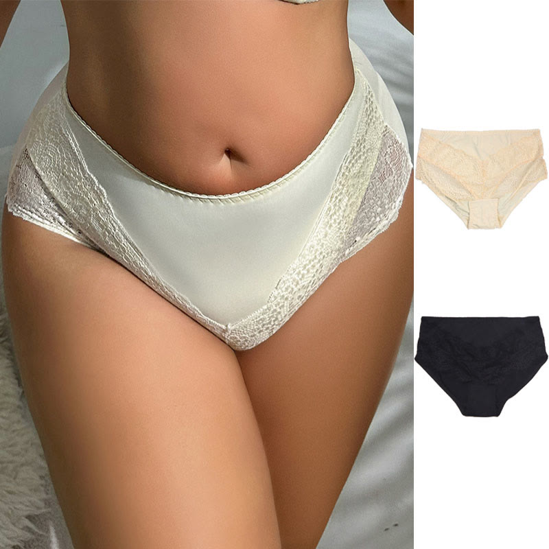Dünne, sexy Spitzenhöschen mit mittlerer Leibhöhe in Übergröße (2er-Pack)
