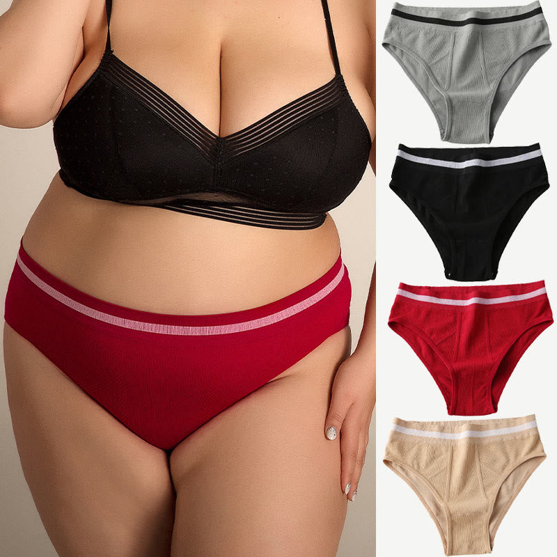 Atmungsaktive Slips in Übergröße mit mittlerer Leibhöhe und einfarbiger Optik (3er-Pack)