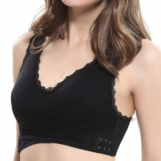 Bügelloser Spitzen-BH in Übergröße mit gekreuzter Schnalle vorne und seitlich