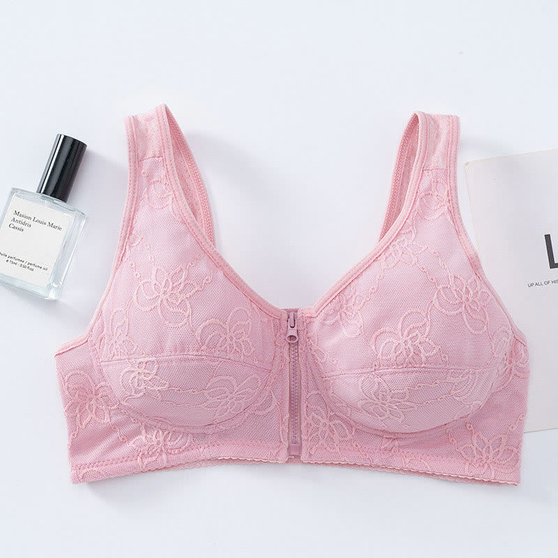 Dünner Tank-BH mit Spitze vorne und Reißverschluss in Übergröße