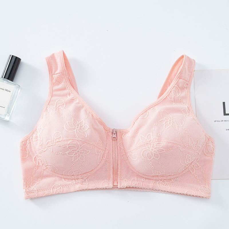 Dünner Tank-BH mit Spitze vorne und Reißverschluss in Übergröße