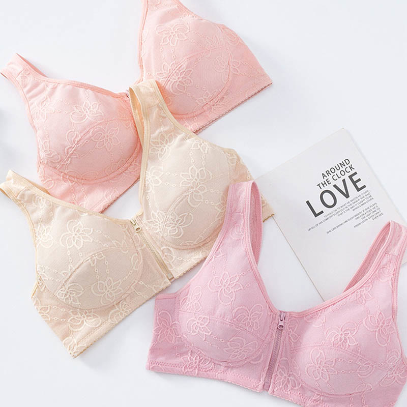 Dünner Tank-BH mit Spitze vorne und Reißverschluss in Übergröße