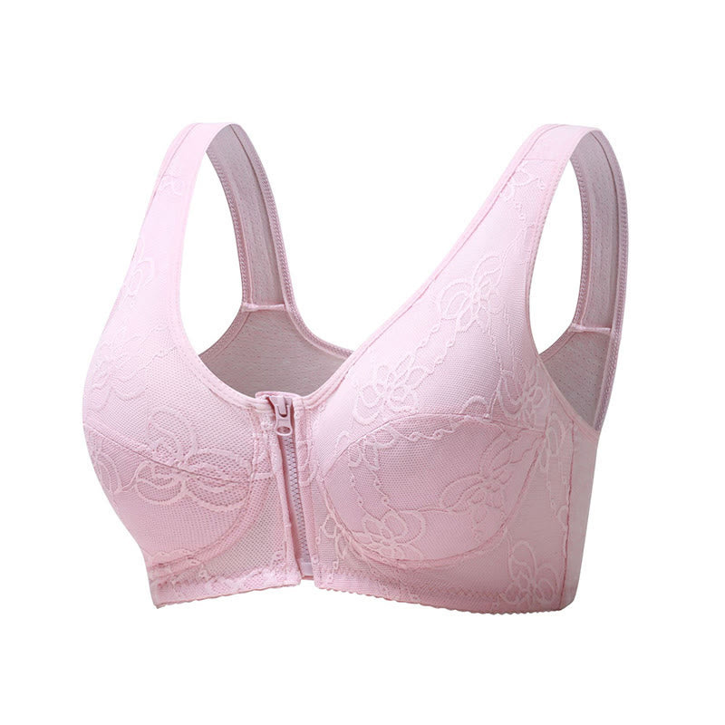 Dünner Tank-BH mit Spitze vorne und Reißverschluss in Übergröße