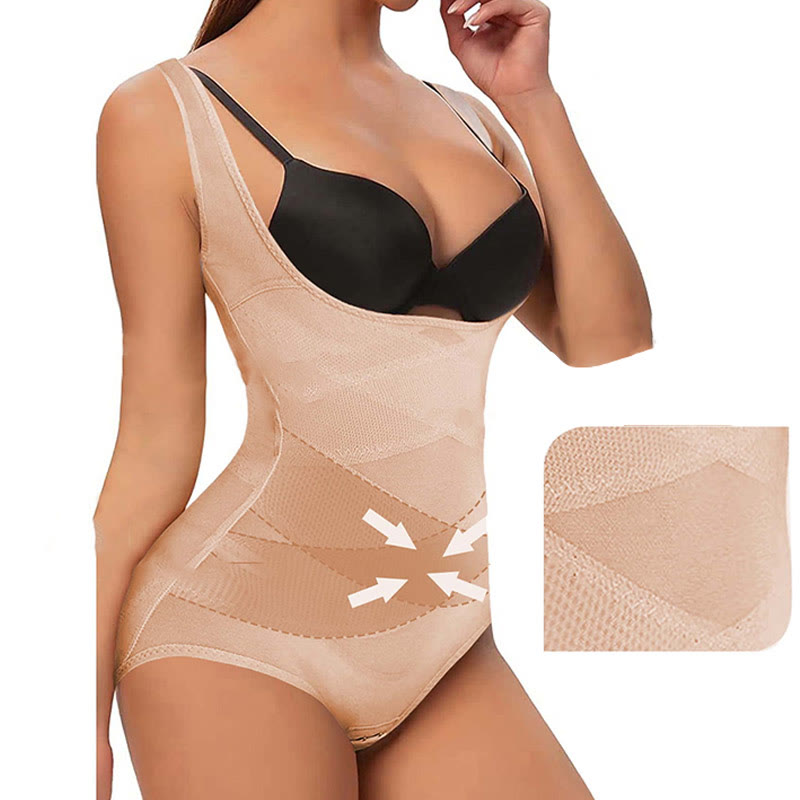 Sexy Shapewear aus Netzstoff mit gekreuzten Trägern und Bauchkontrolle in Übergröße