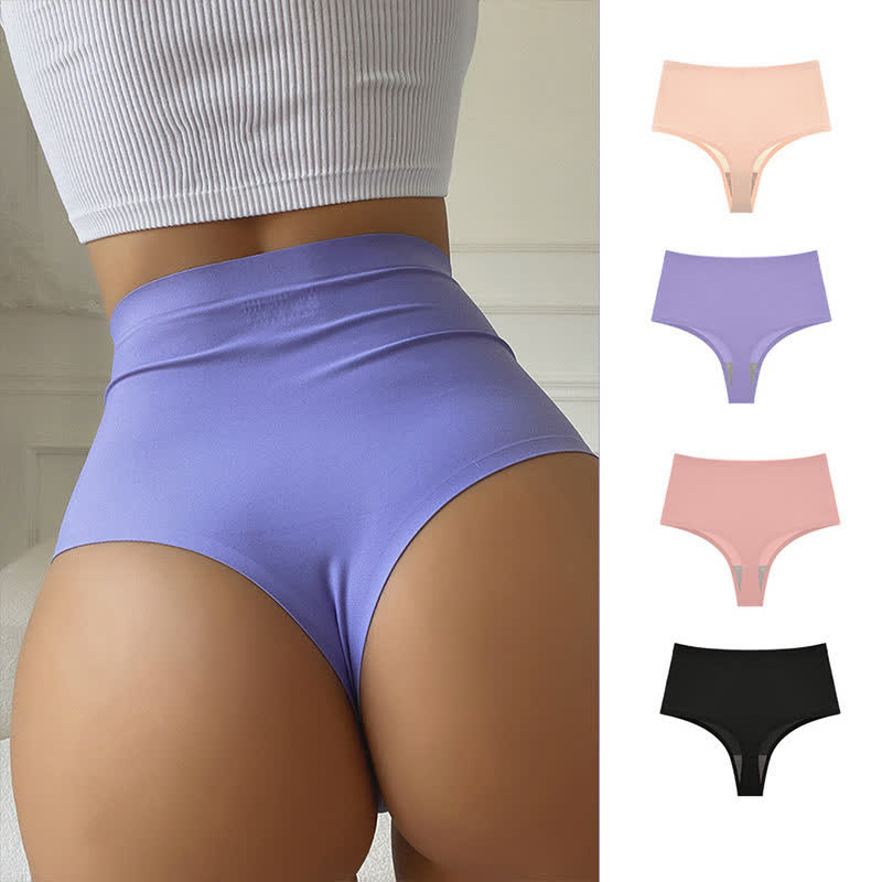 Nahtloser Tanga aus Eisseide mit hoher Taille in Übergröße (3er-Pack)