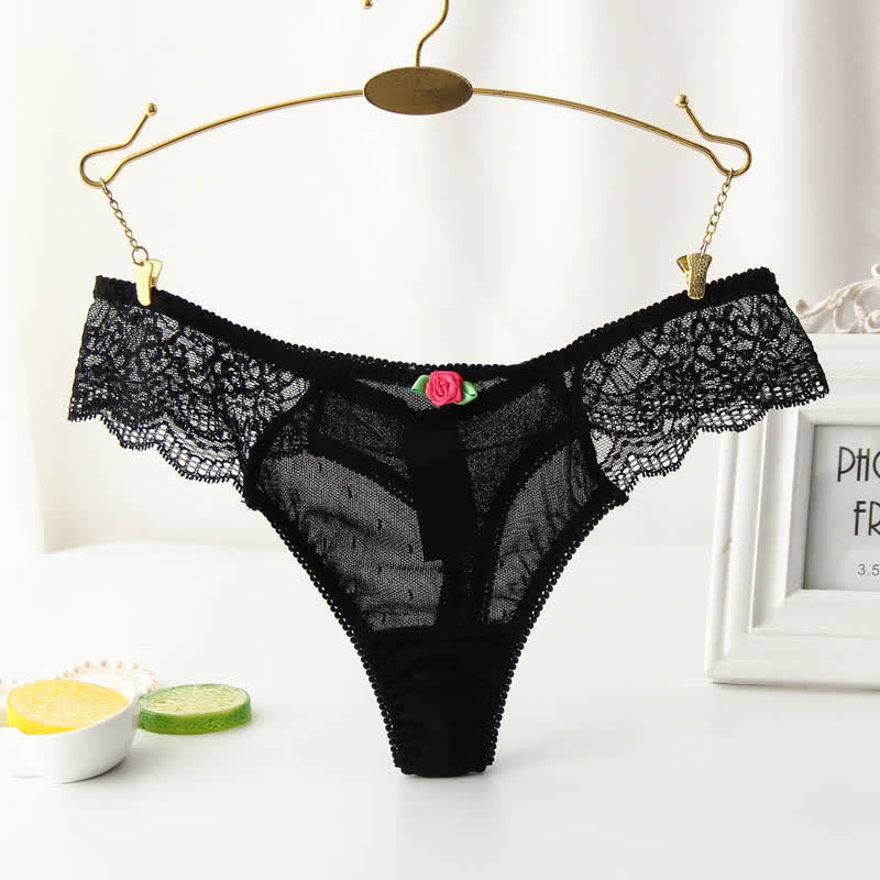 Sexy Spitzen-Rosen-String in Übergröße (3er-Pack)
