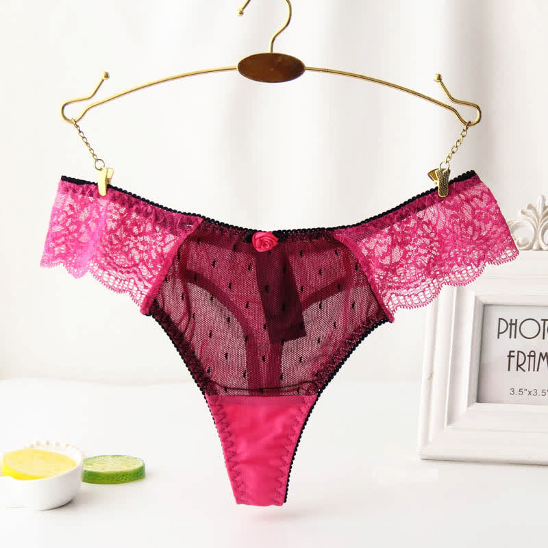 Sexy Spitzen-Rosen-String in Übergröße (3er-Pack)