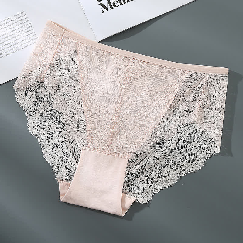 Sexy, halbtransparente Spitzenhöschen mit hoher Taille in Übergröße (3er-Pack)