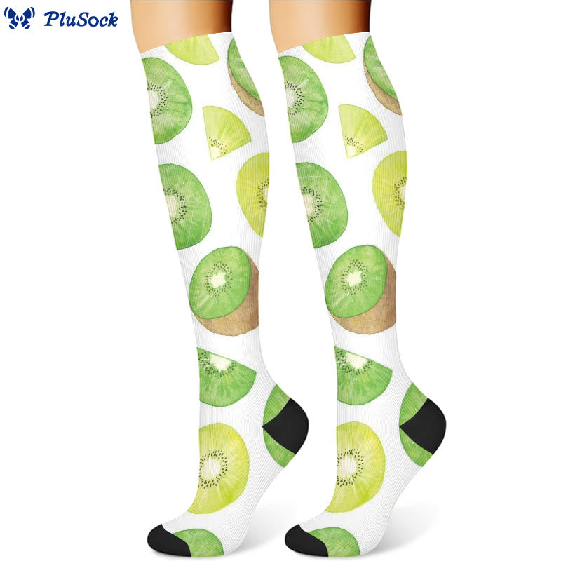Kompressionsstrümpfe mit Kiwi- und Bananenmotiv sowie Orange (3 Paar) - image 3