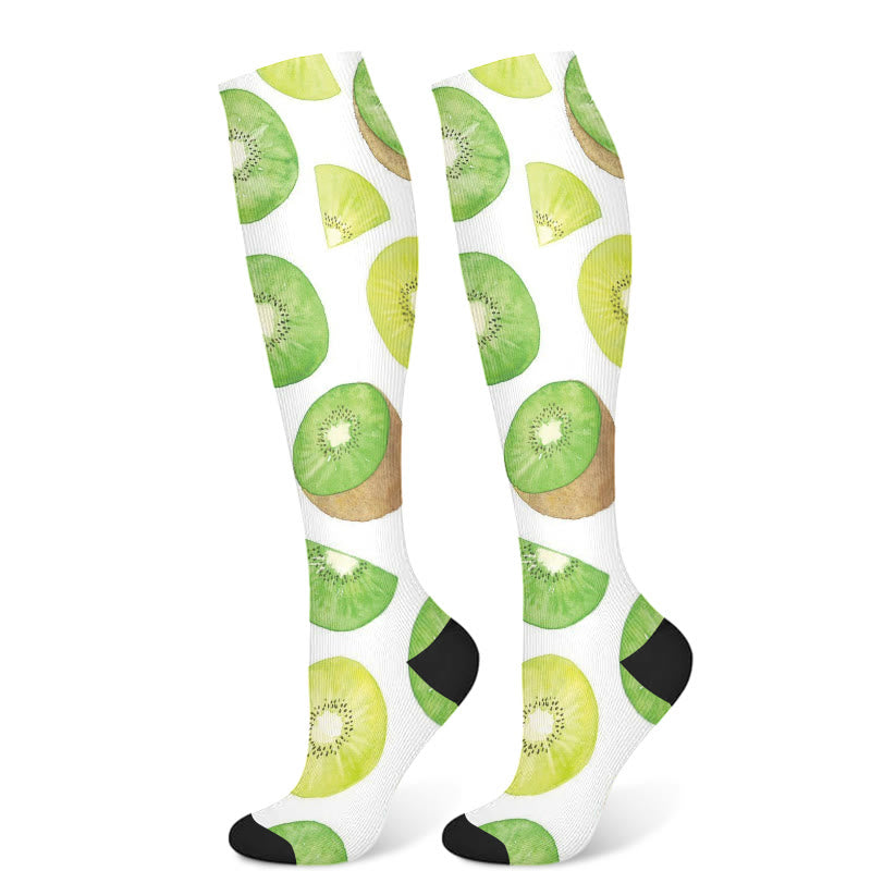 Kompressionsstrümpfe mit Kiwi- und Bananenmotiv sowie Orange (3 Paar) - Kiwifrüchte (1 Paar) - S/M - image 5