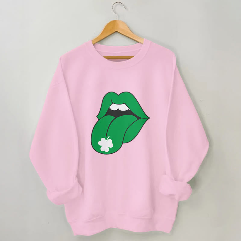 Sweatshirt mit grünen Lippen in Übergröße