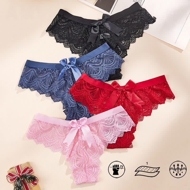 Sexy Low Rise-Tanga aus Spitze mit Schleife (3er-Pack)