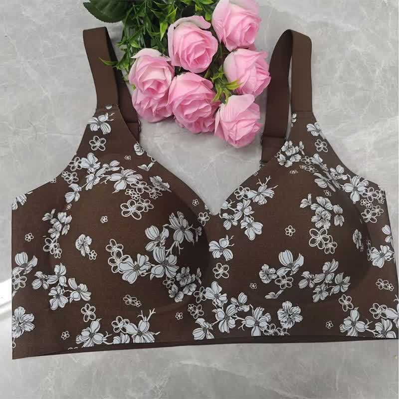 Push-Up-BH ohne Bügel mit Leoparden- und Blumenmuster in Übergröße - Braun - 5XL - image 9
