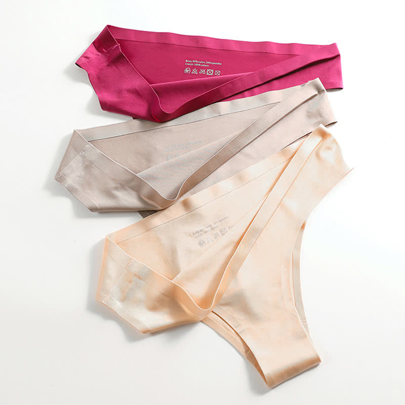 Nahtlose Yoga-Höschen aus Eisseide mit niedriger Taille in Übergröße (3er-Pack)