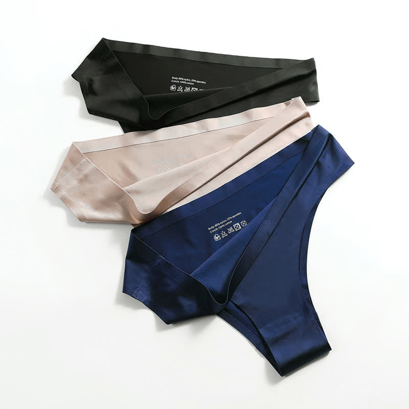 Nahtlose Yoga-Höschen aus Eisseide mit niedriger Taille in Übergröße (3er-Pack)