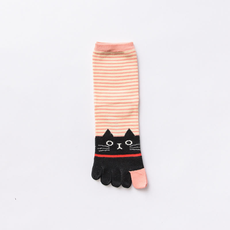 Gestreifte Socken zur Ausrichtung des Katzenviertels (5 Paar) - Orange - EU37-40 (US4-7) - image 10