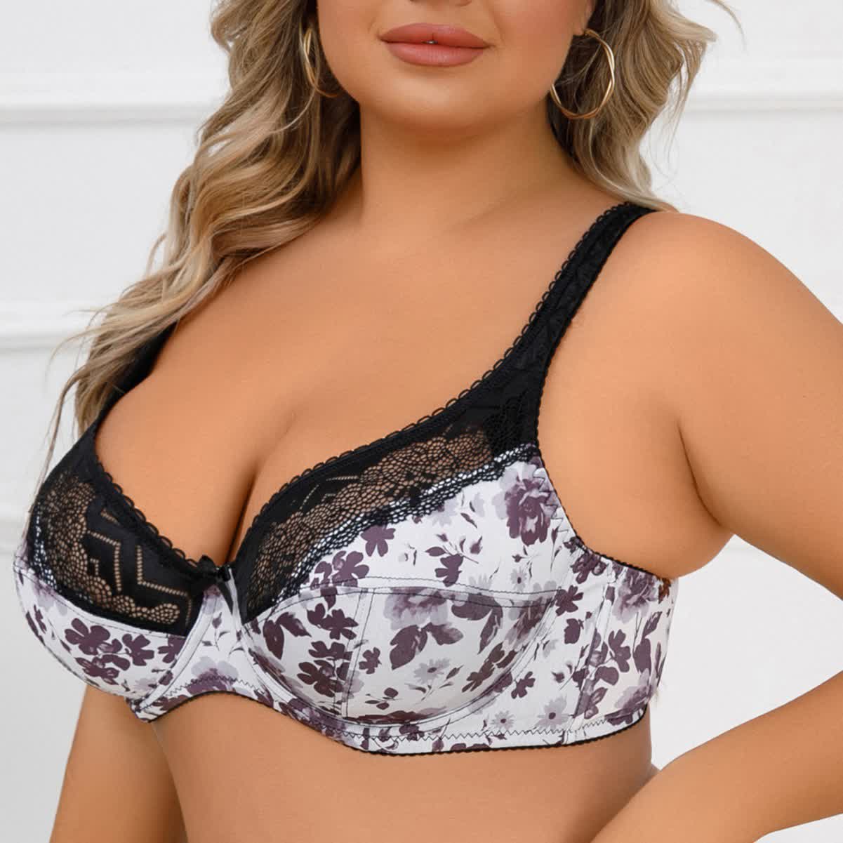 Ultradünner Push-Up-Bügel-BH mit Blumenmuster