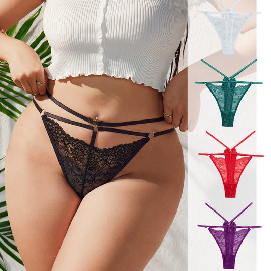 Sexy, tief sitzender Spitzen-String mit Schleife (3er-Pack)
