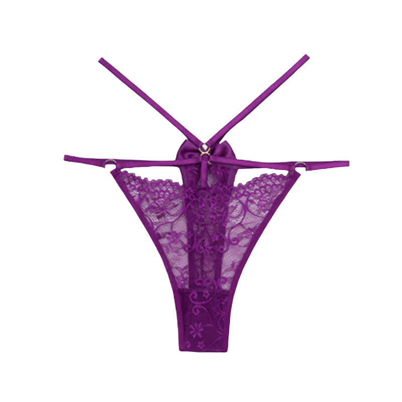 Sexy, tief sitzender Spitzen-String mit Schleife (3er-Pack)