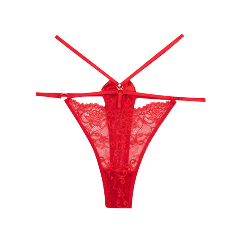Sexy, tief sitzender Spitzen-String mit Schleife (3er-Pack)