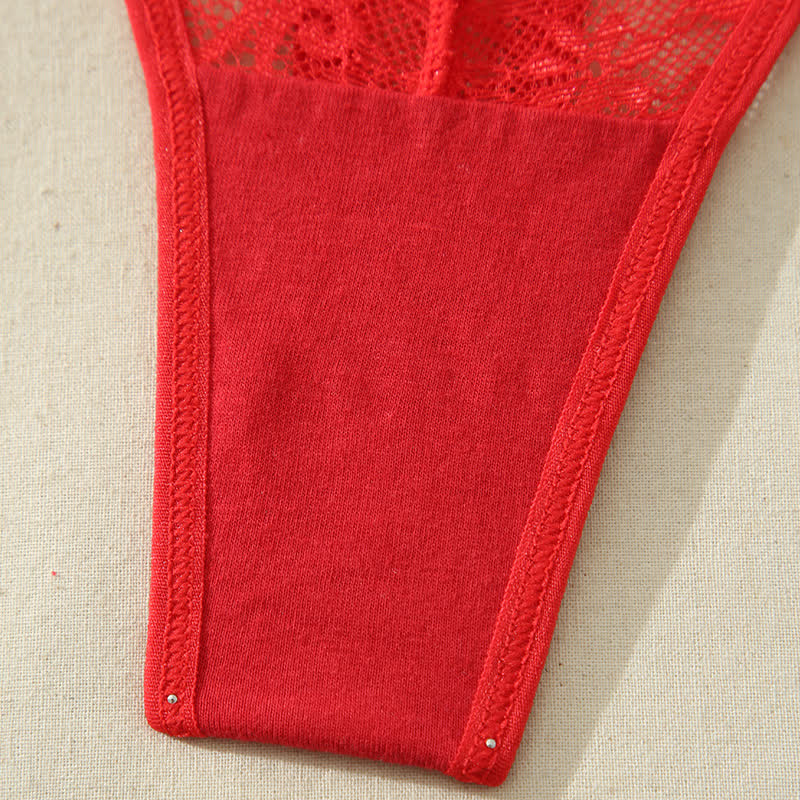 Sexy, tief sitzender Spitzen-String mit Schleife (3er-Pack)